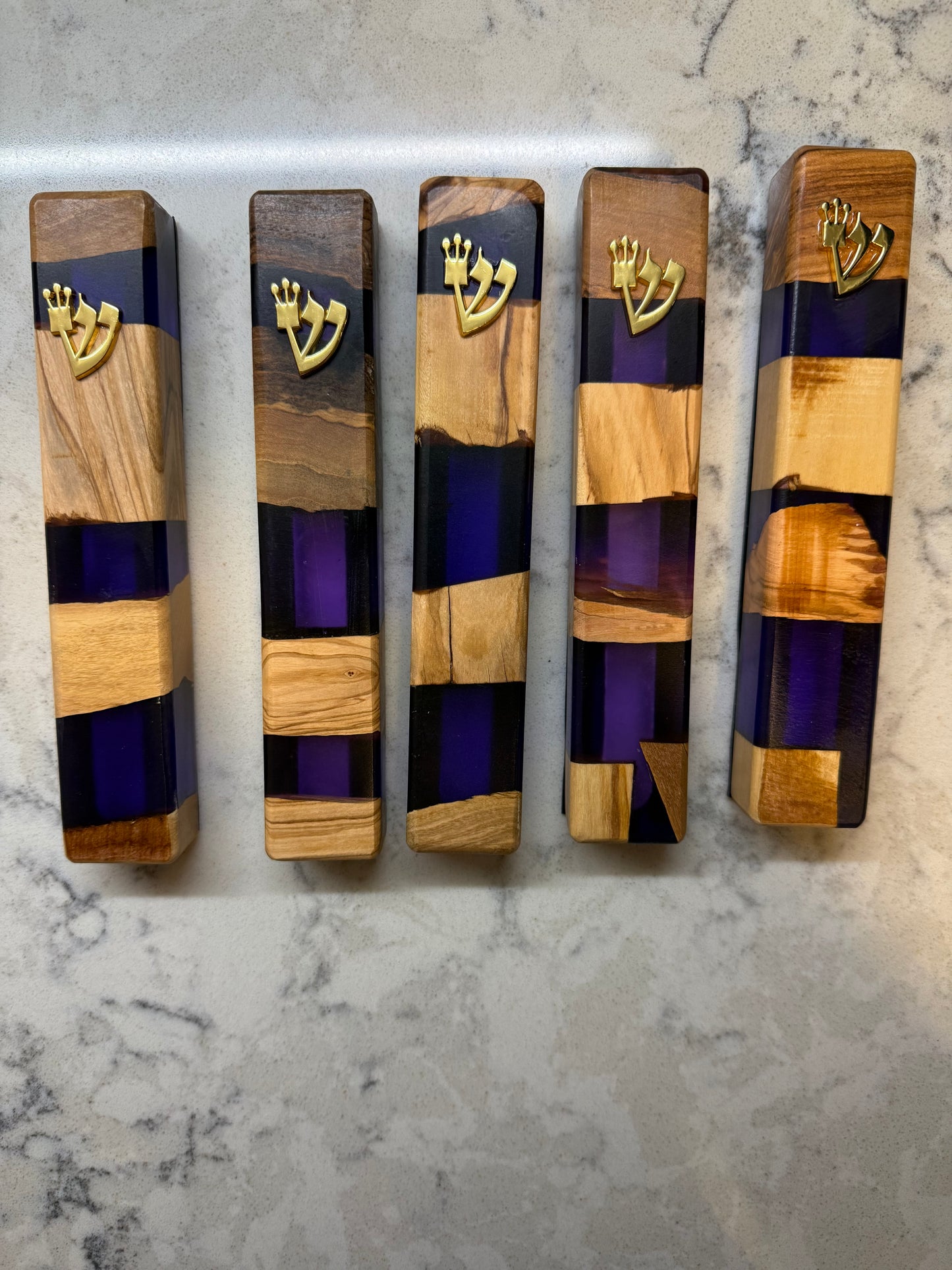 Color Resin Mezuzah for Doorway with Scroll, Jewish Wedding Gift