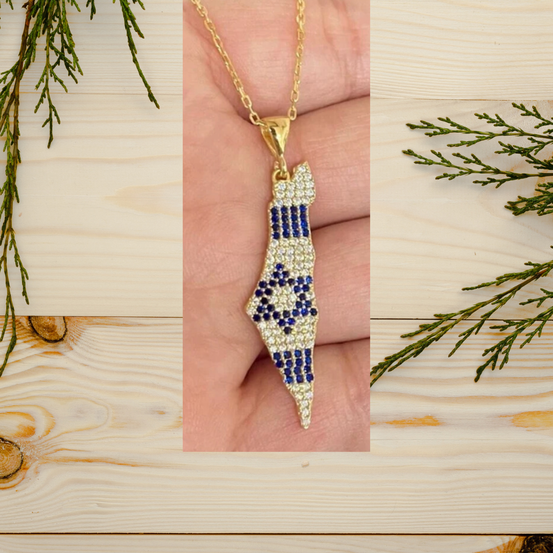 Colorful Map of Israel Necklace