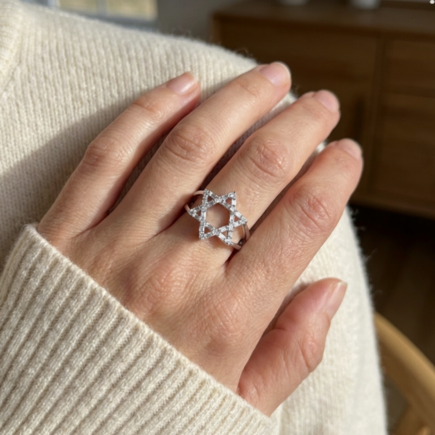 Star of David Ring – Silver, Gold, or Rose Gold Plated