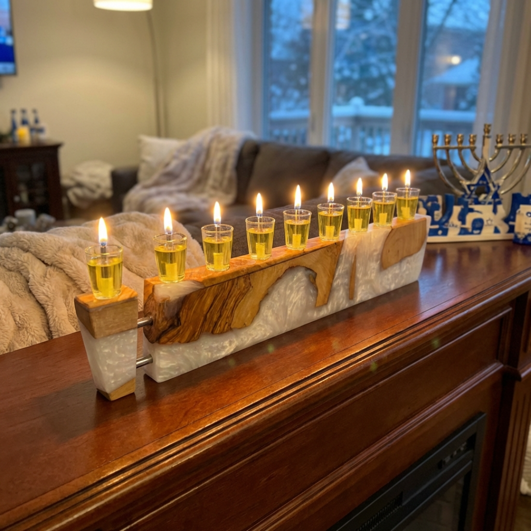 Handcrafted Olive Wood Menorah