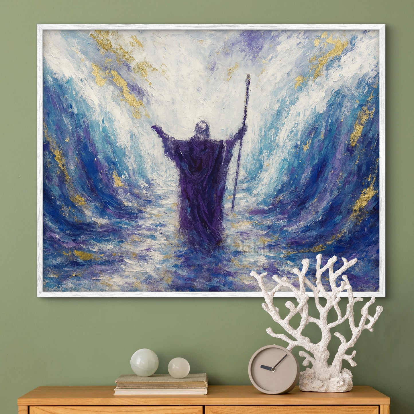 Splitting of the Red Sea Art – Abstract Jewish Wall Decor- Frontal