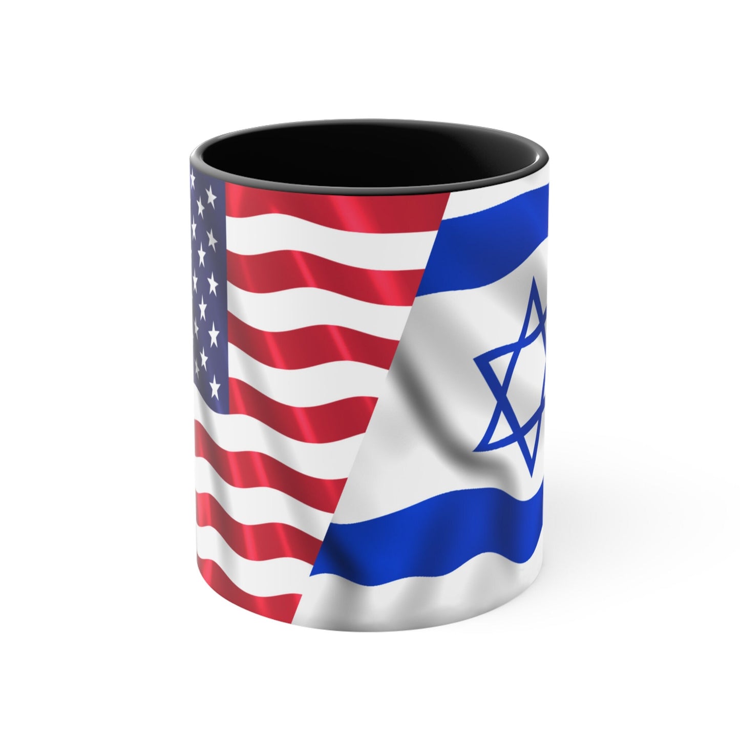 Israel and USA Flag- Two-Tone Coffee Mug
