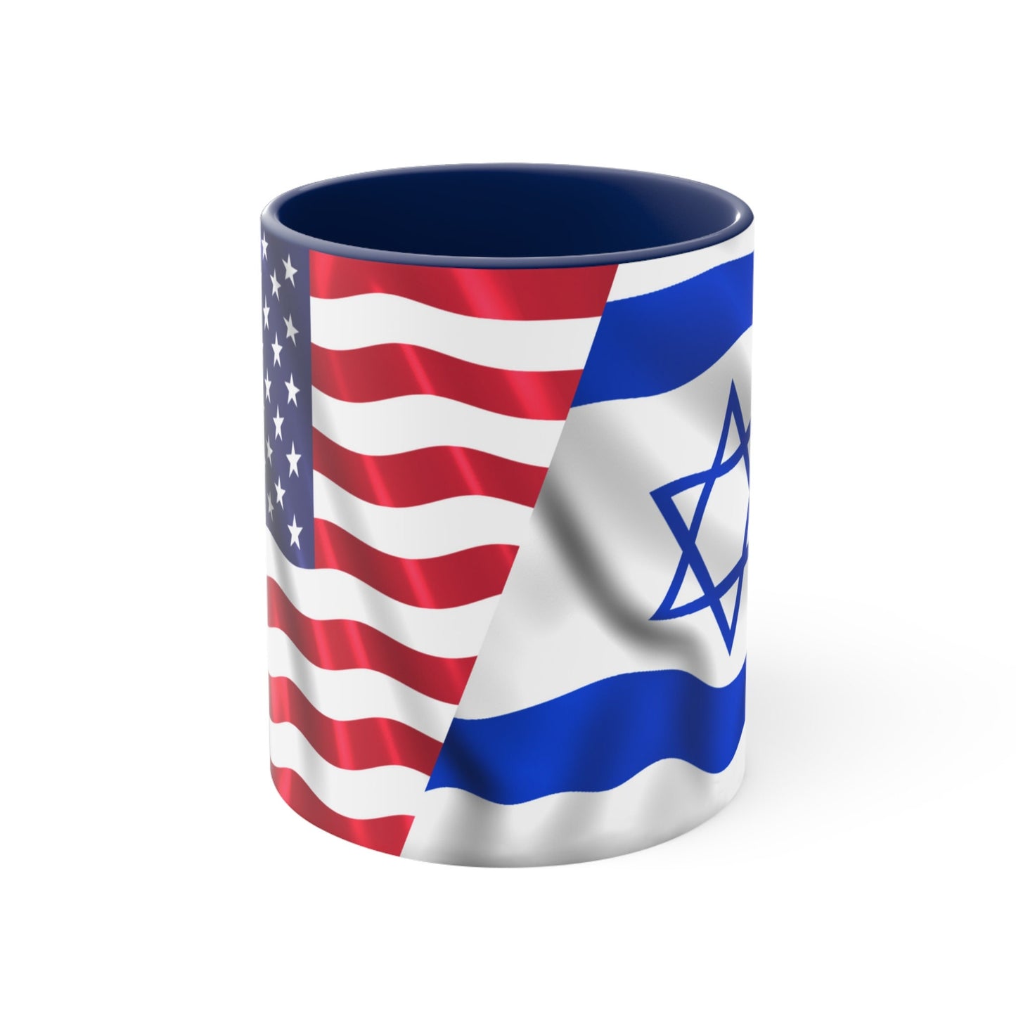 Israel and USA Flag- Two-Tone Coffee Mug