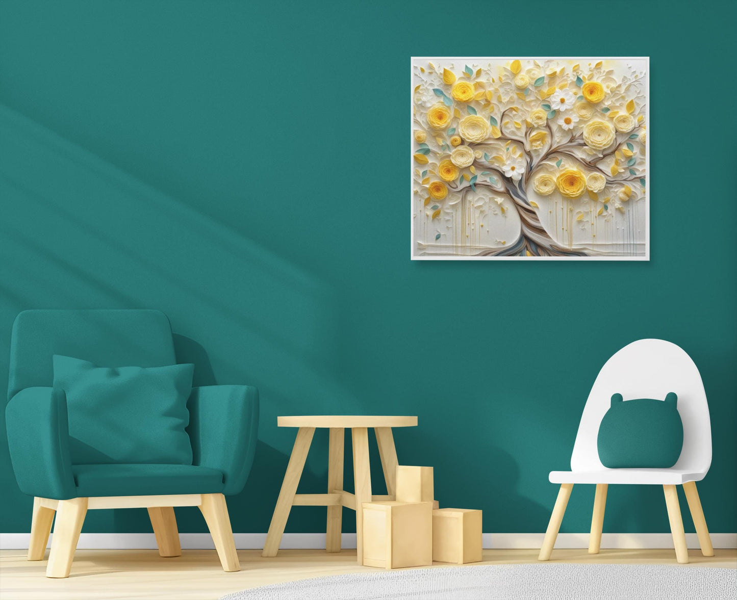 Yellow Tree of Life – Papercut Style Print for Modern Jewish Home Decor