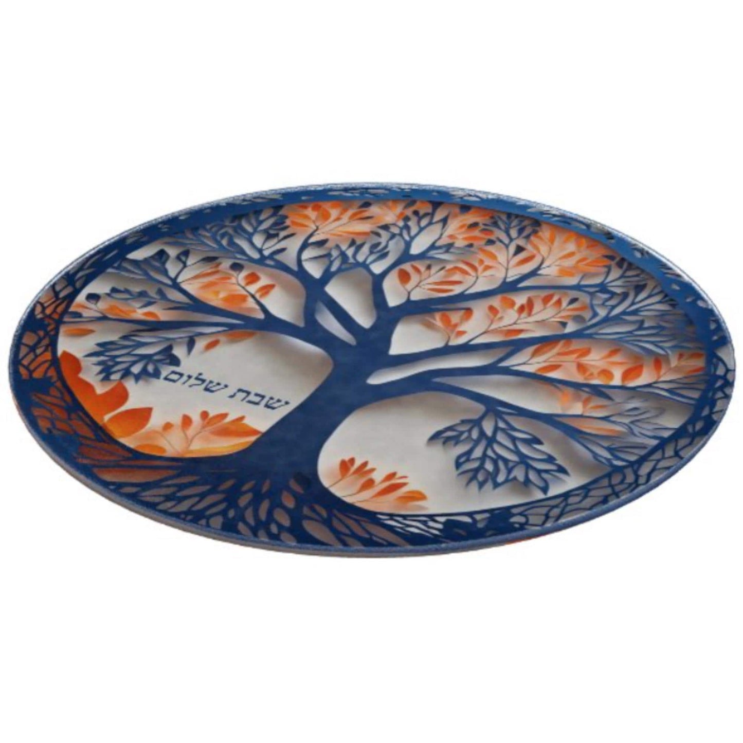 Challah Board – Shabbos Shabbat Tray with Shalom Hebrew, Tempered Glass Jewish Wedding Gift, Judaica for Shabbat Table