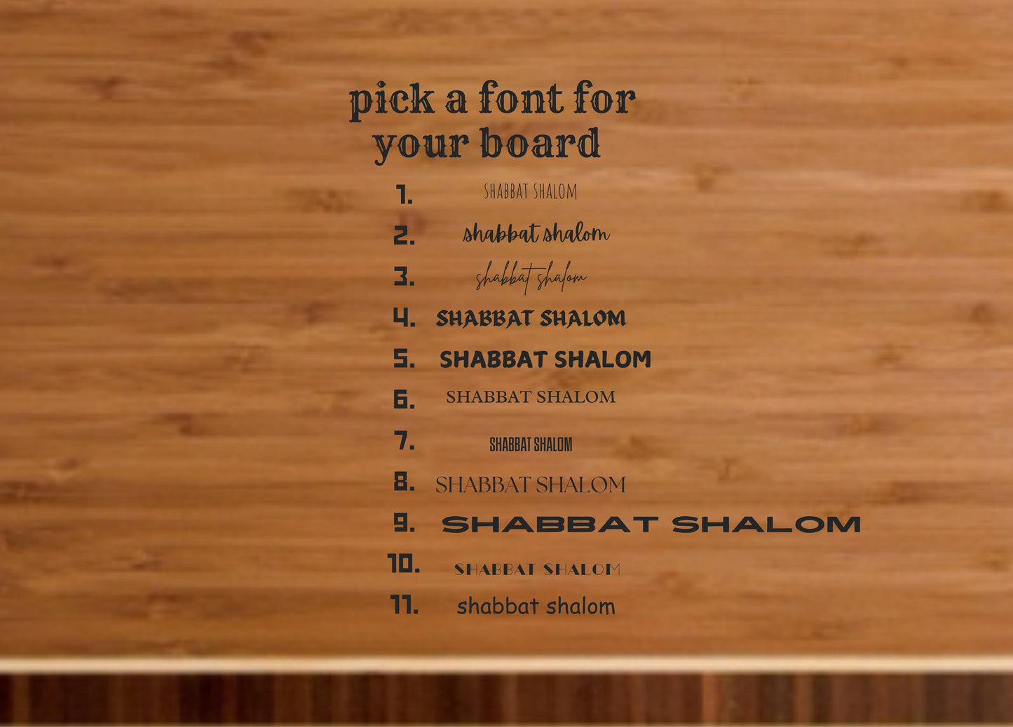 Personalized Shabbat Shalom Cutting Board – Custom Engraved Bamboo