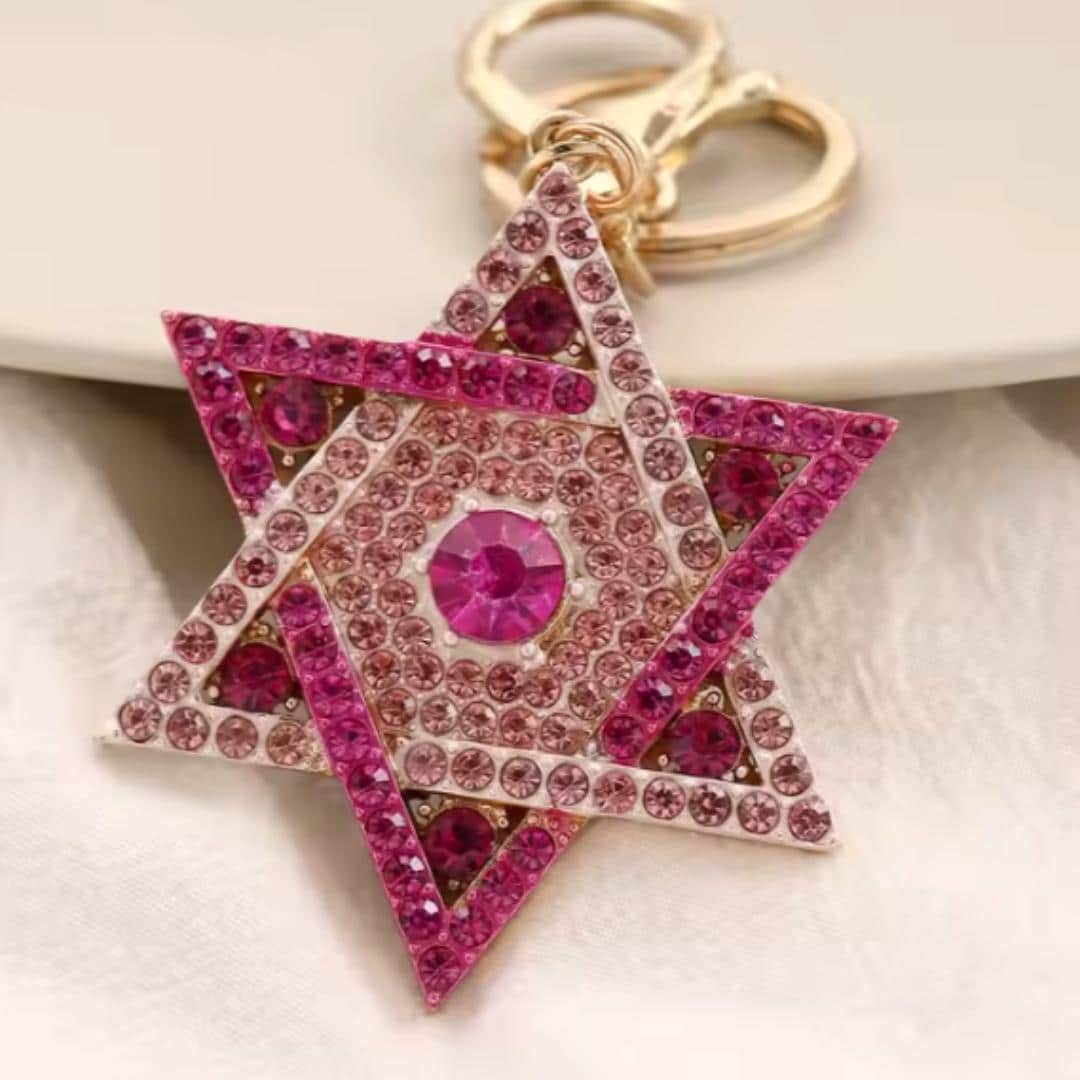 Colorful Star of David key chain, Judaica Gift in Gray, Pink, or Mixed Colorsships within 24 hours