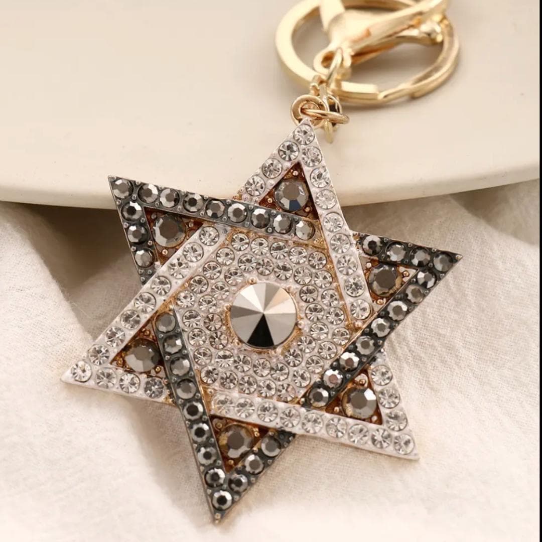 Colorful Star of David key chain, Judaica Gift in Gray, Pink, or Mixed Colorsships within 24 hours
