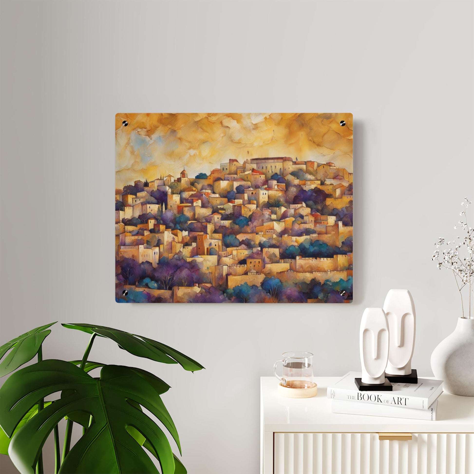 Jerusalem Hills Watercolor Art – Jewish Landscape Judaica Print