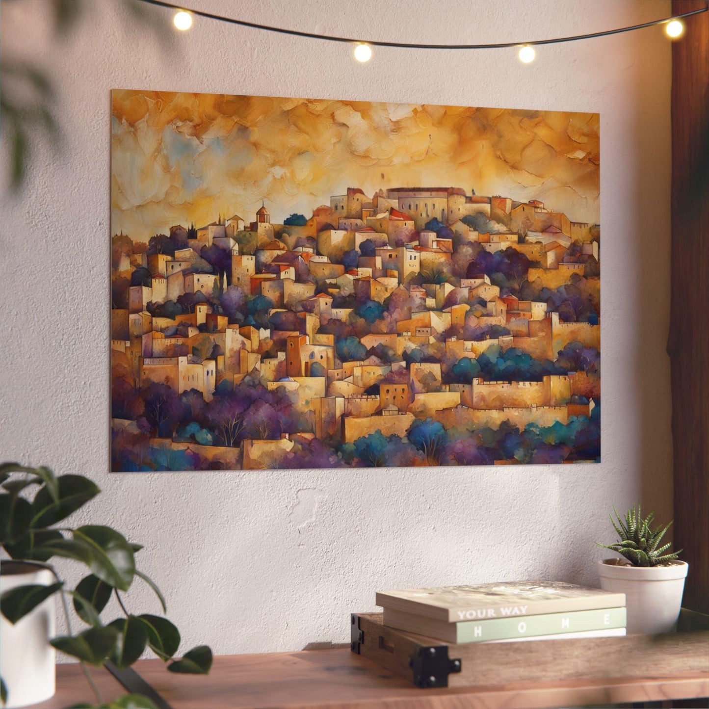 Jerusalem Hills Watercolor Art – Jewish Landscape Judaica Print