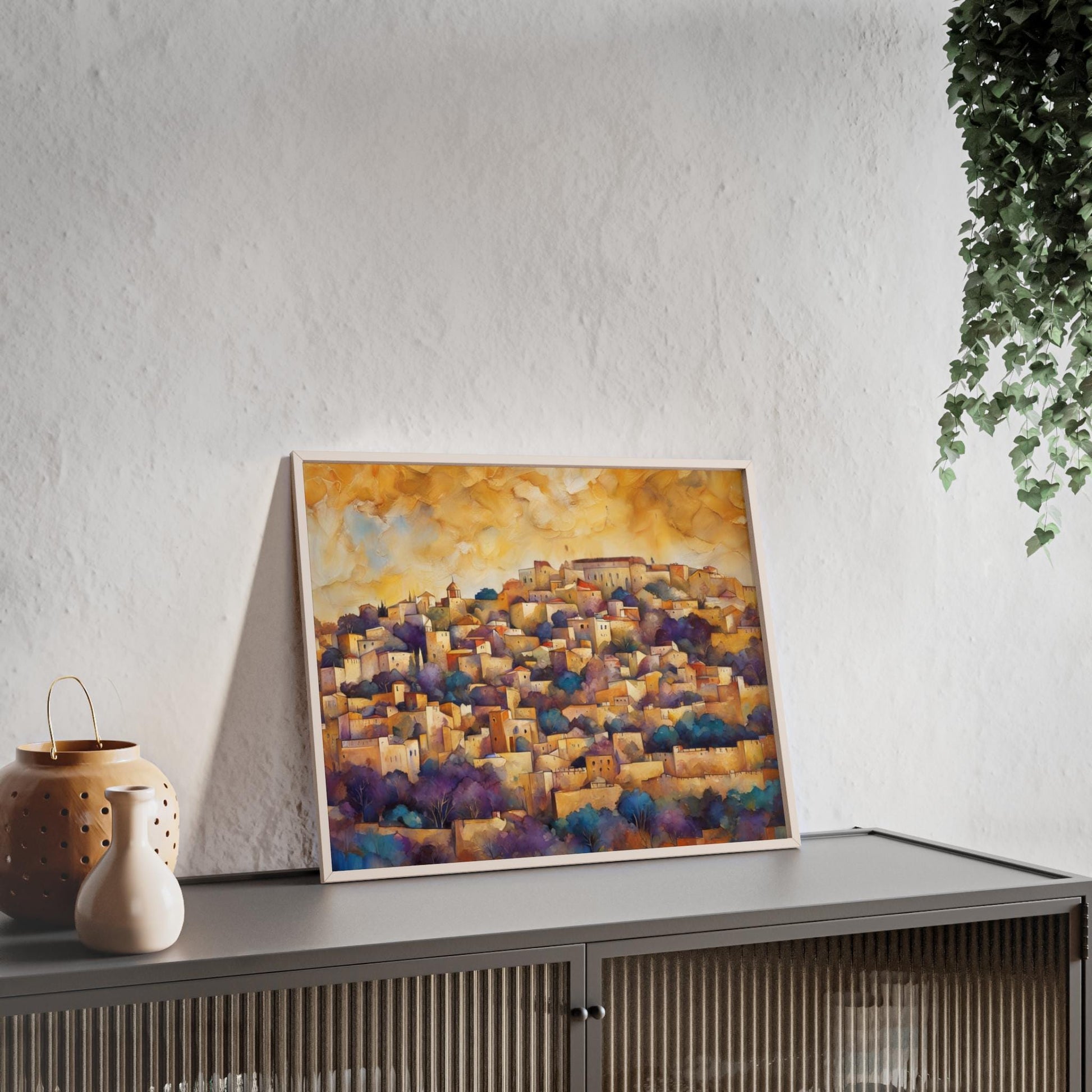 Jerusalem Hills Watercolor Art – Jewish Landscape Judaica Print