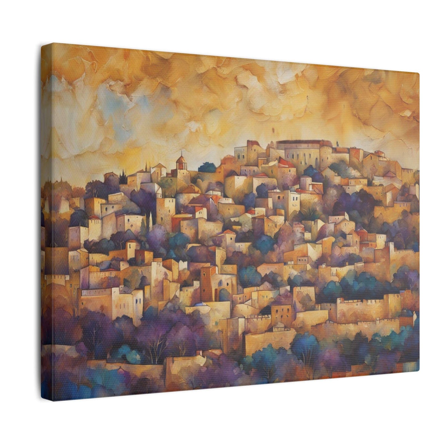 Jerusalem Hills Watercolor Art – Jewish Landscape Judaica Print