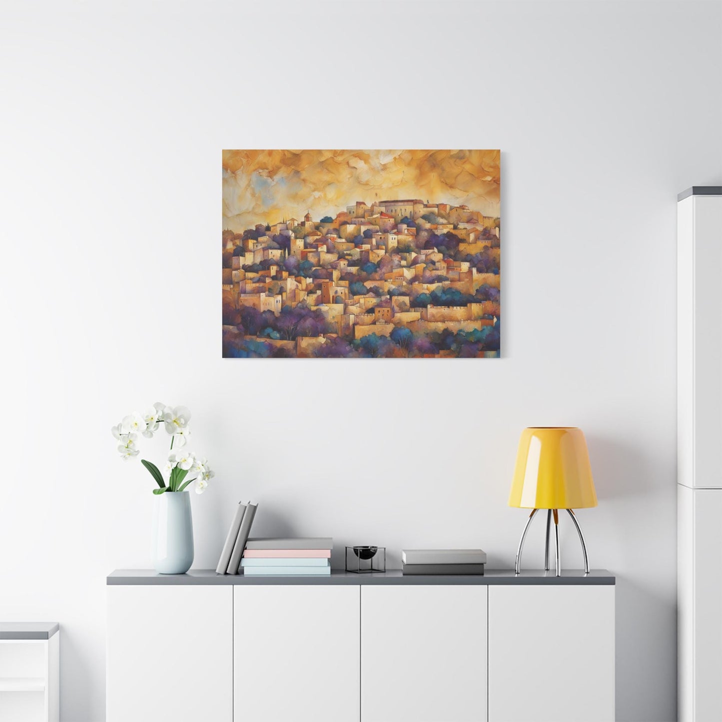 Jerusalem Hills Watercolor Art – Jewish Landscape Judaica Print