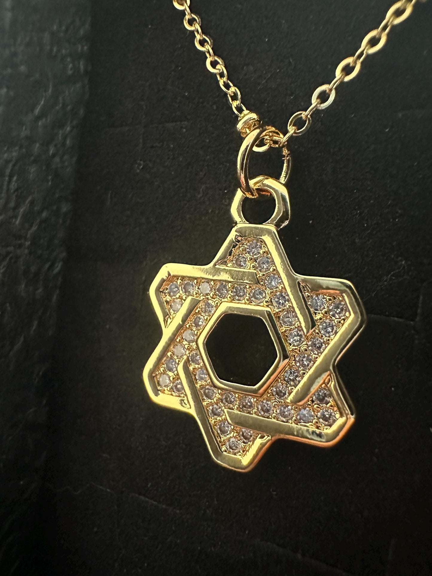 Gold Plated Star of David Necklace with Rounded Points