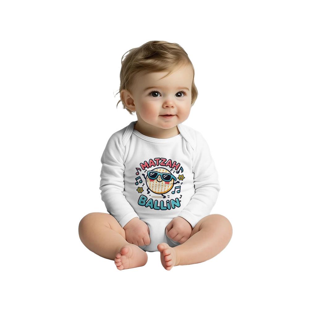 Adorable Passover Onesie - Matzah Long Sleeve Baby Bodysuit - Pesach Gift for Newborns
