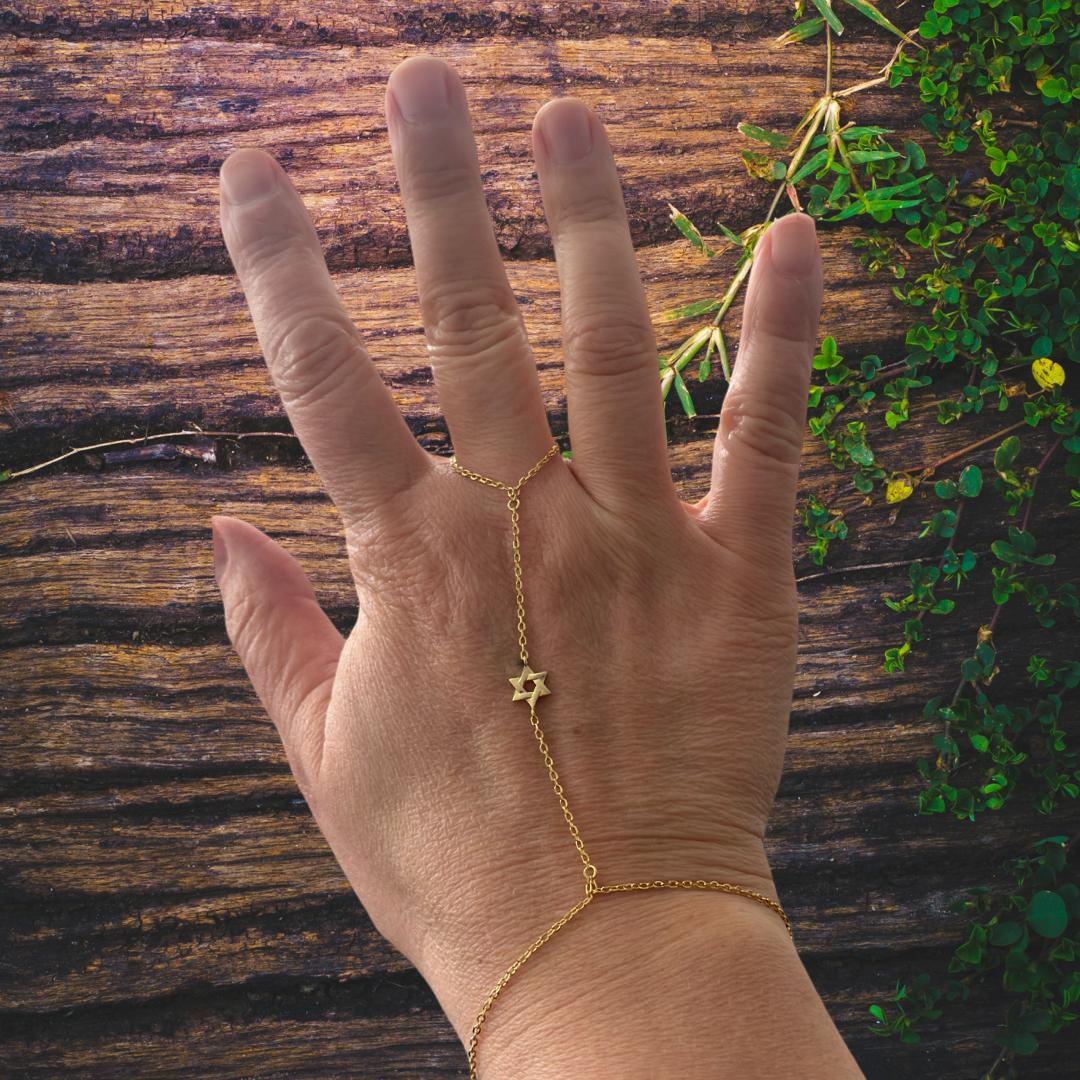 Star of David Ring Chain Bracelet