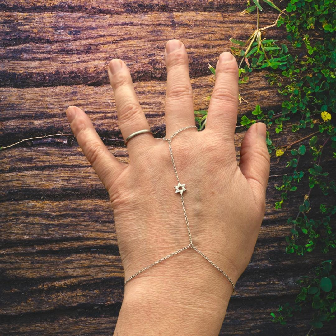 Star of David Ring Chain Bracelet