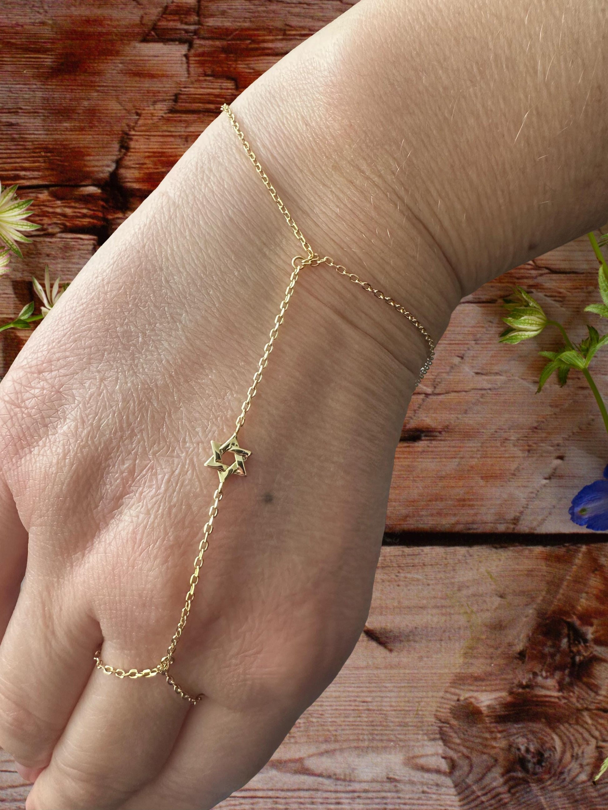 Star of David Ring Chain Bracelet