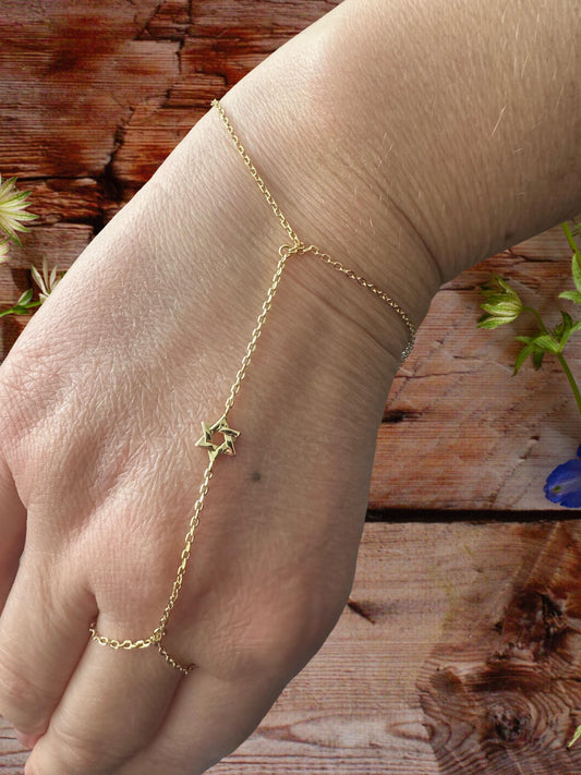 Star of David Ring Chain Bracelet