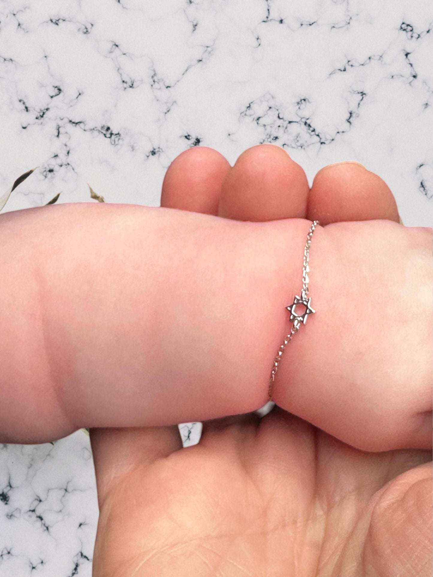 Jewish Baby Tennis Bracelet • Sterling Silver Baby Bracelet • Safe Judaica Jewelry for Infants