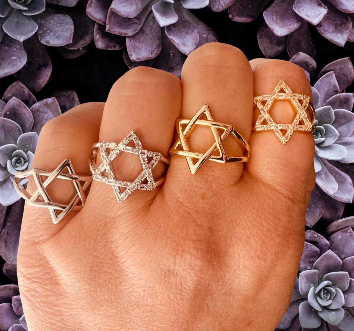 Star of David Ring – Silver, Gold, or Rose Gold Plated