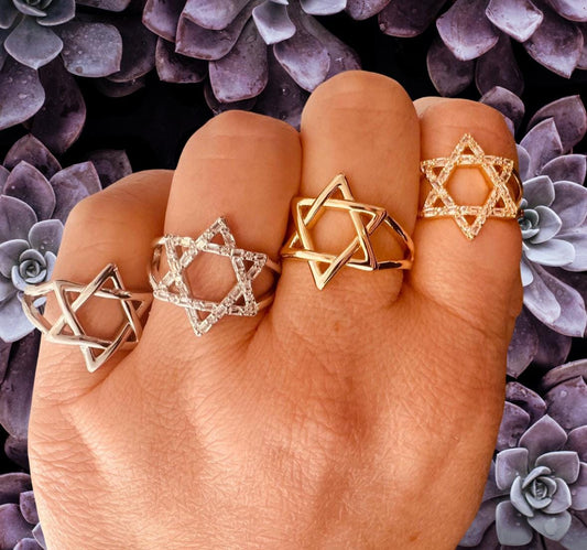Star of David Ring – Silver, Gold, or Rose Gold Plated