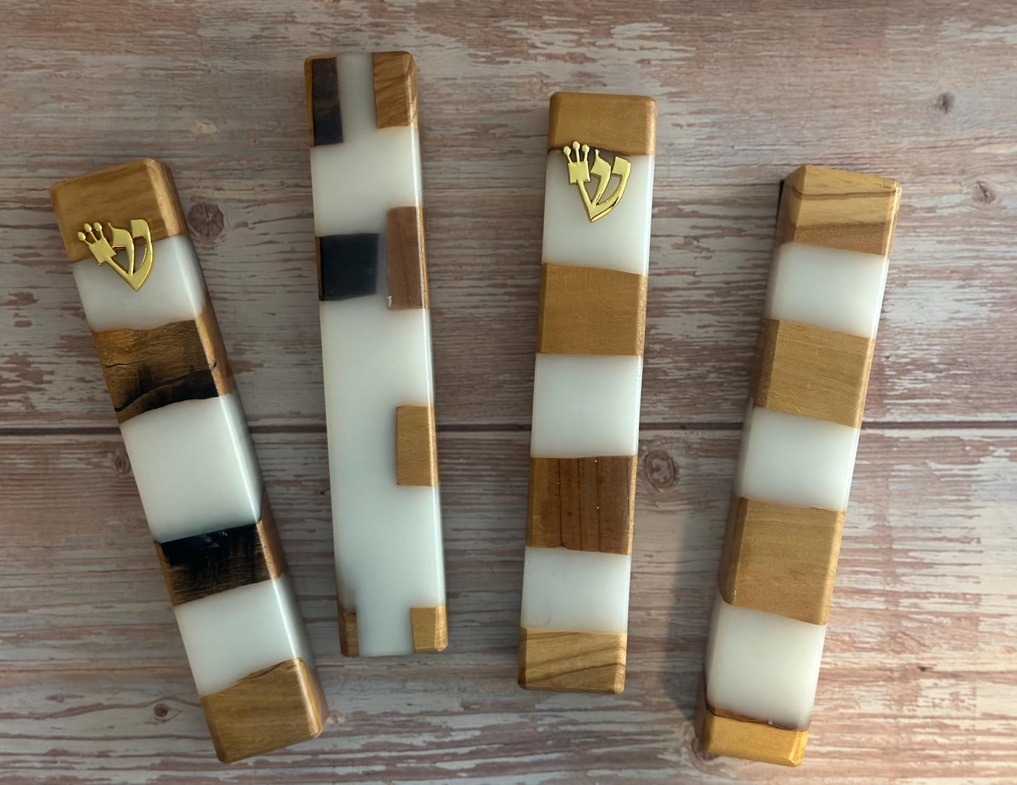 Color Resin Mezuzah for Doorway with Scroll, Jewish Wedding Gift