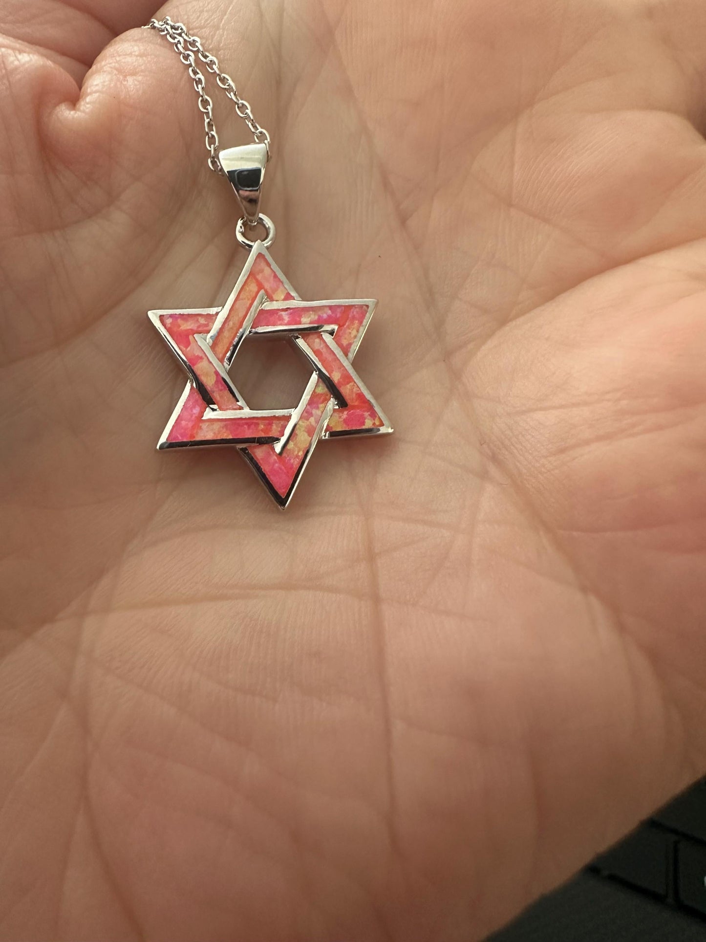 Pink Star of David Necklace