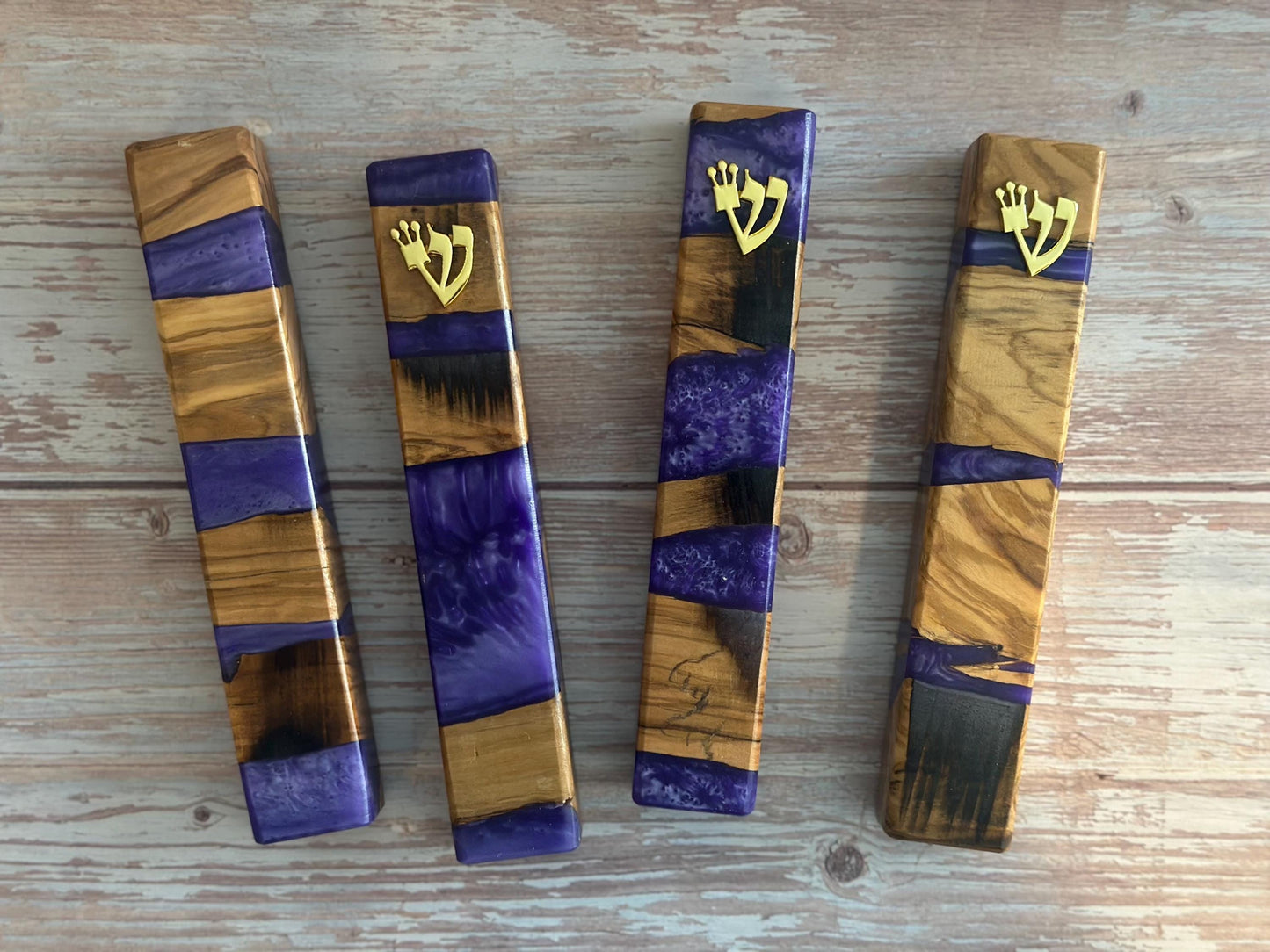 Color Resin Mezuzah for Doorway with Scroll, Jewish Wedding Gift