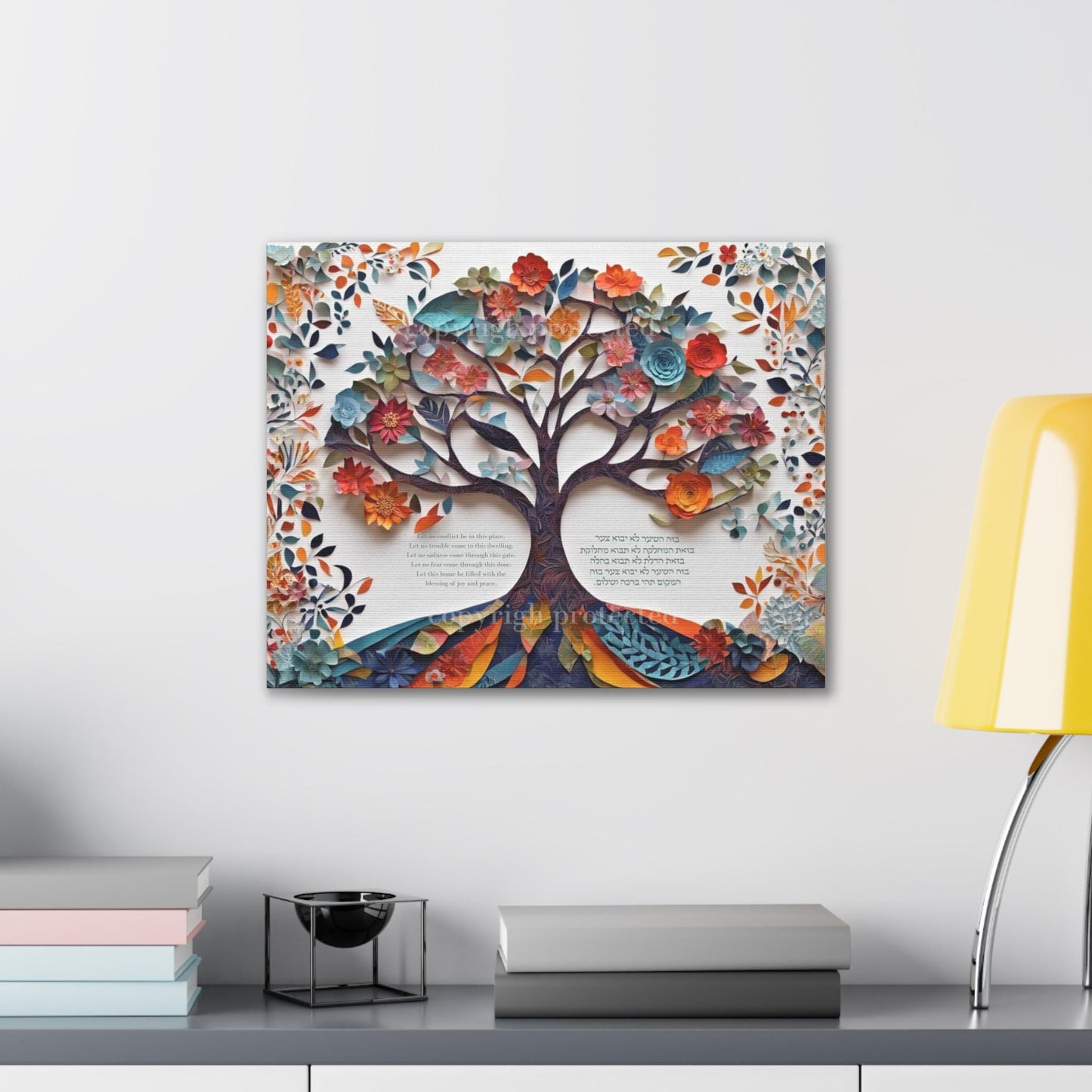 Tree of Life with Birkat HaBayit – Jewish Home Blessing Wall Art