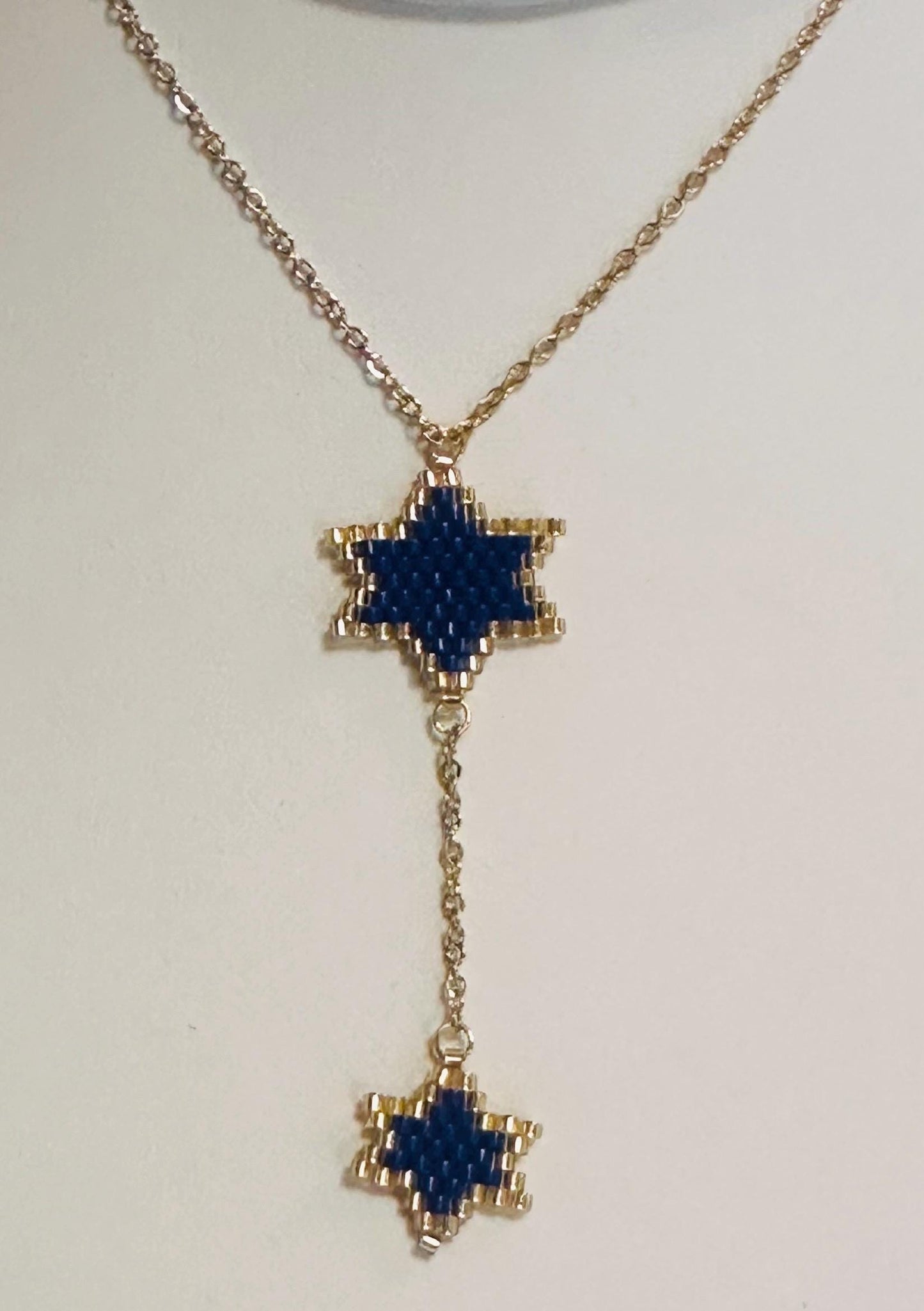 Double Star of David Necklace – Handmade Jewish Beaded Jewelry