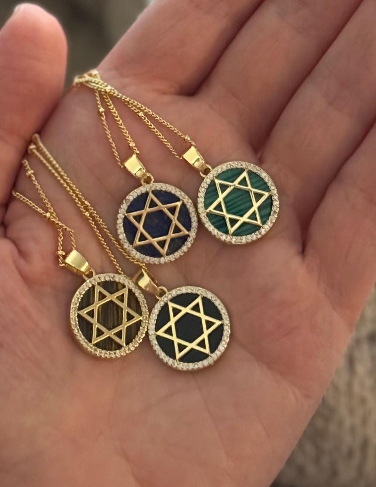 Star of David Necklace- Jewish star of David, Bat Mitzvah gift- pendant with gold star