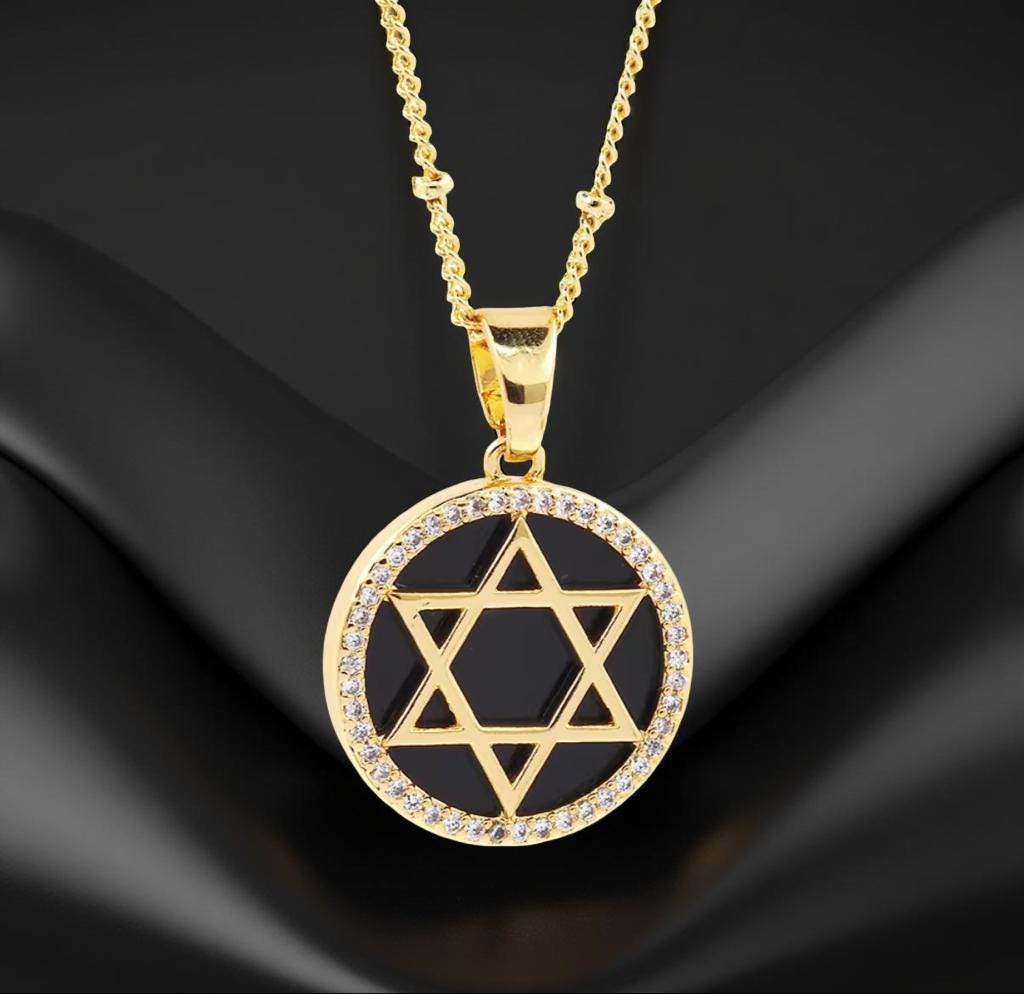 Star of David Necklace- Jewish star of David, Bat Mitzvah gift- pendant with gold star