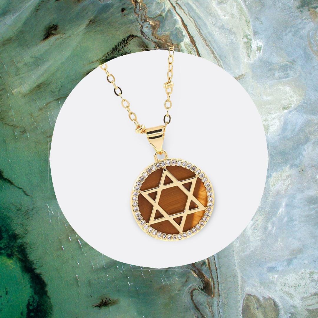 Star of David Necklace- Jewish star of David, Bat Mitzvah gift- pendant with gold star
