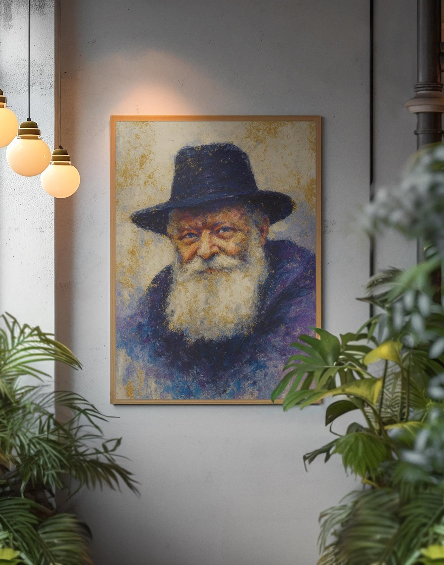 Lubavitcher Rebbe Painting – Jewish Wall Art | Chabad Rebbe Portrait | Hasidic Judaica Print