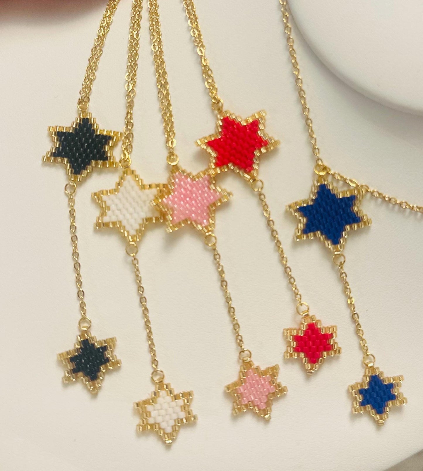 Double Star of David Necklace – Handmade Jewish Beaded Jewelry