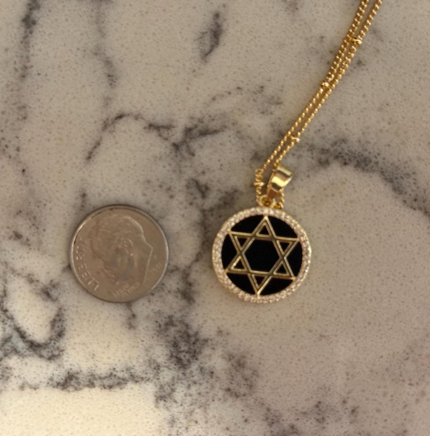 Star of David Necklace- Jewish star of David, Bat Mitzvah gift- pendant with gold star