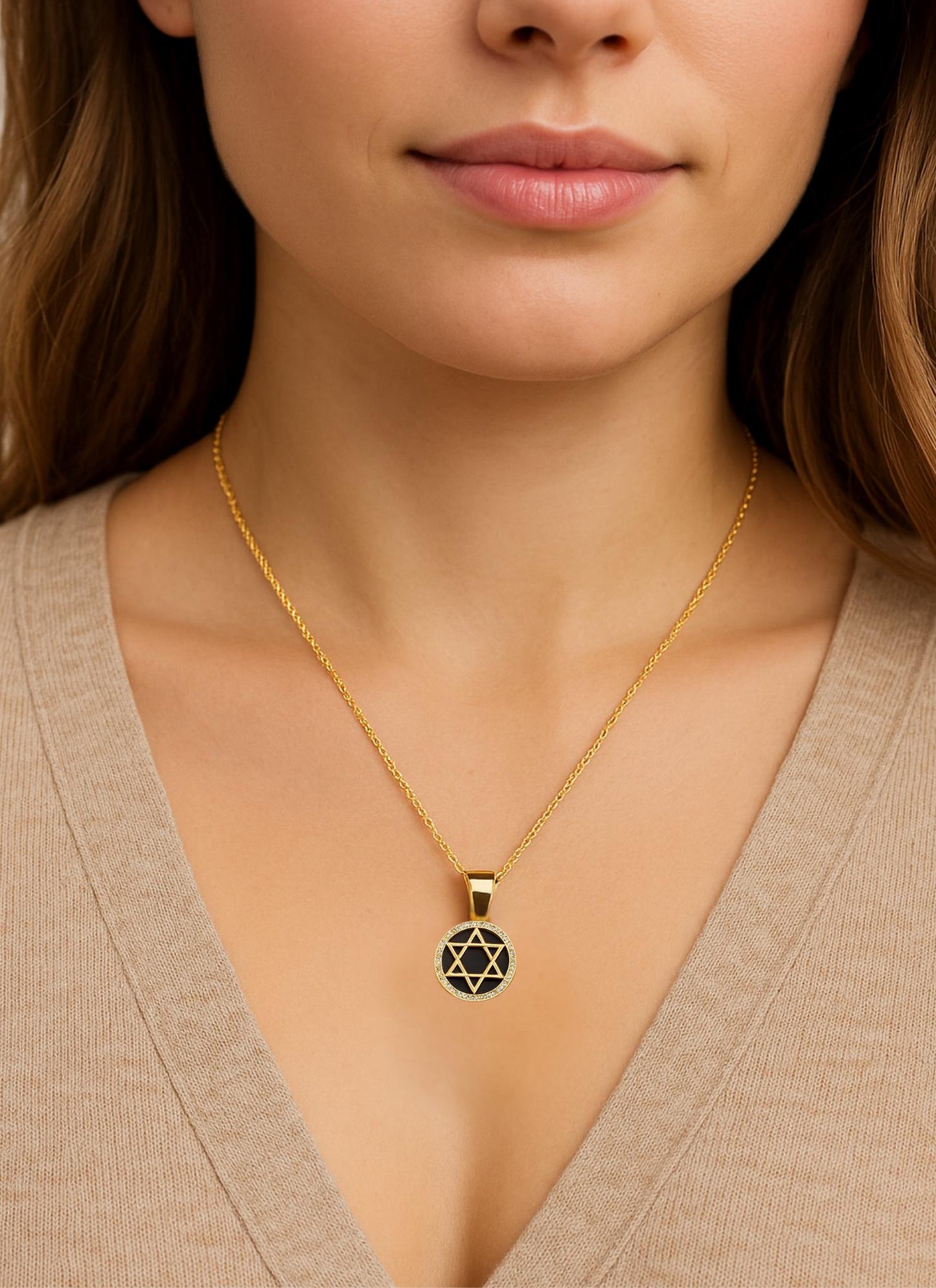 Star of David Necklace- Jewish star of David, Bat Mitzvah gift- pendant with gold star