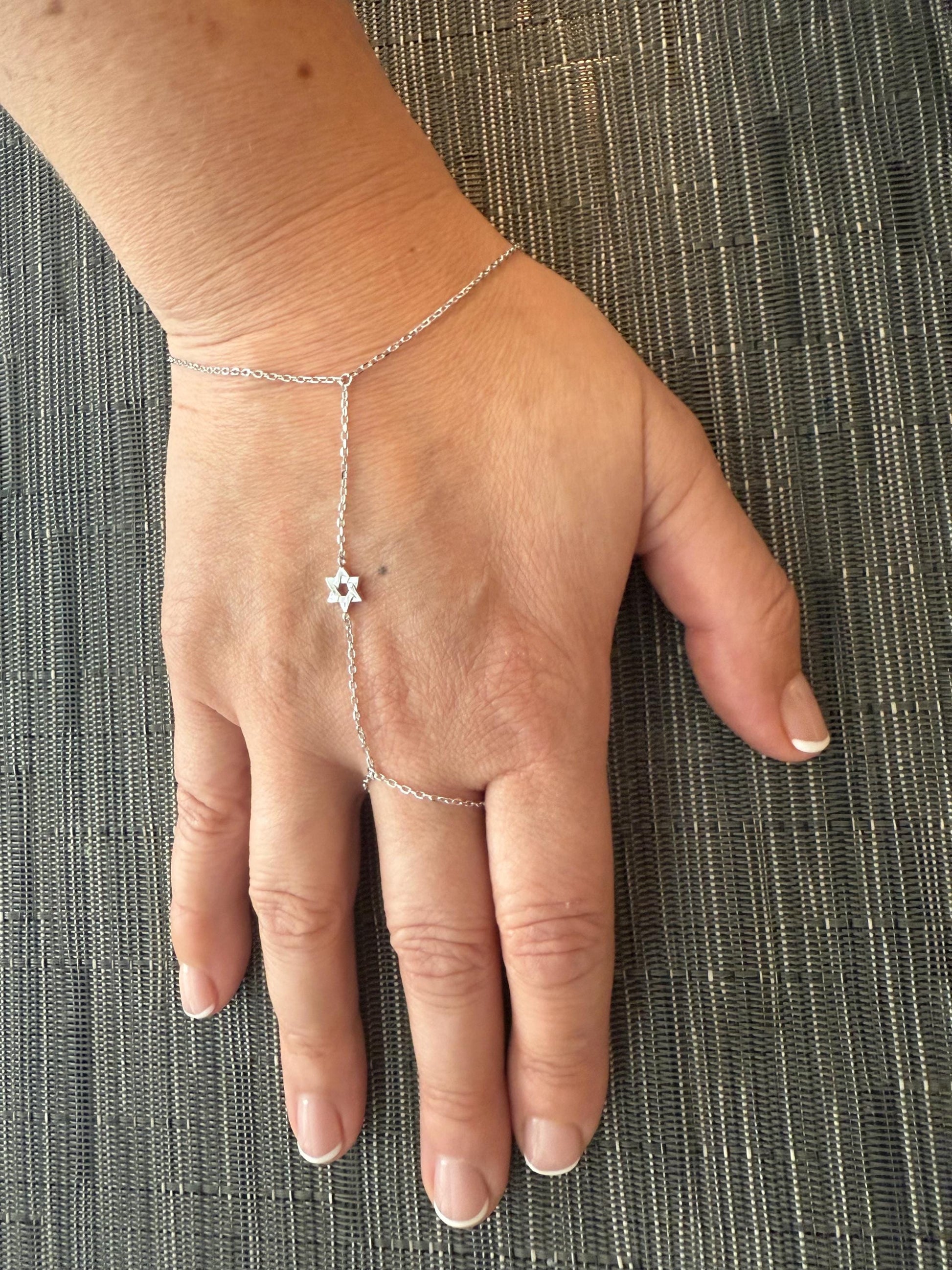 Star of David Ring Chain Bracelet