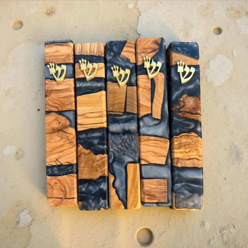 Color Resin Mezuzah for Doorway with Scroll, Jewish Wedding Gift