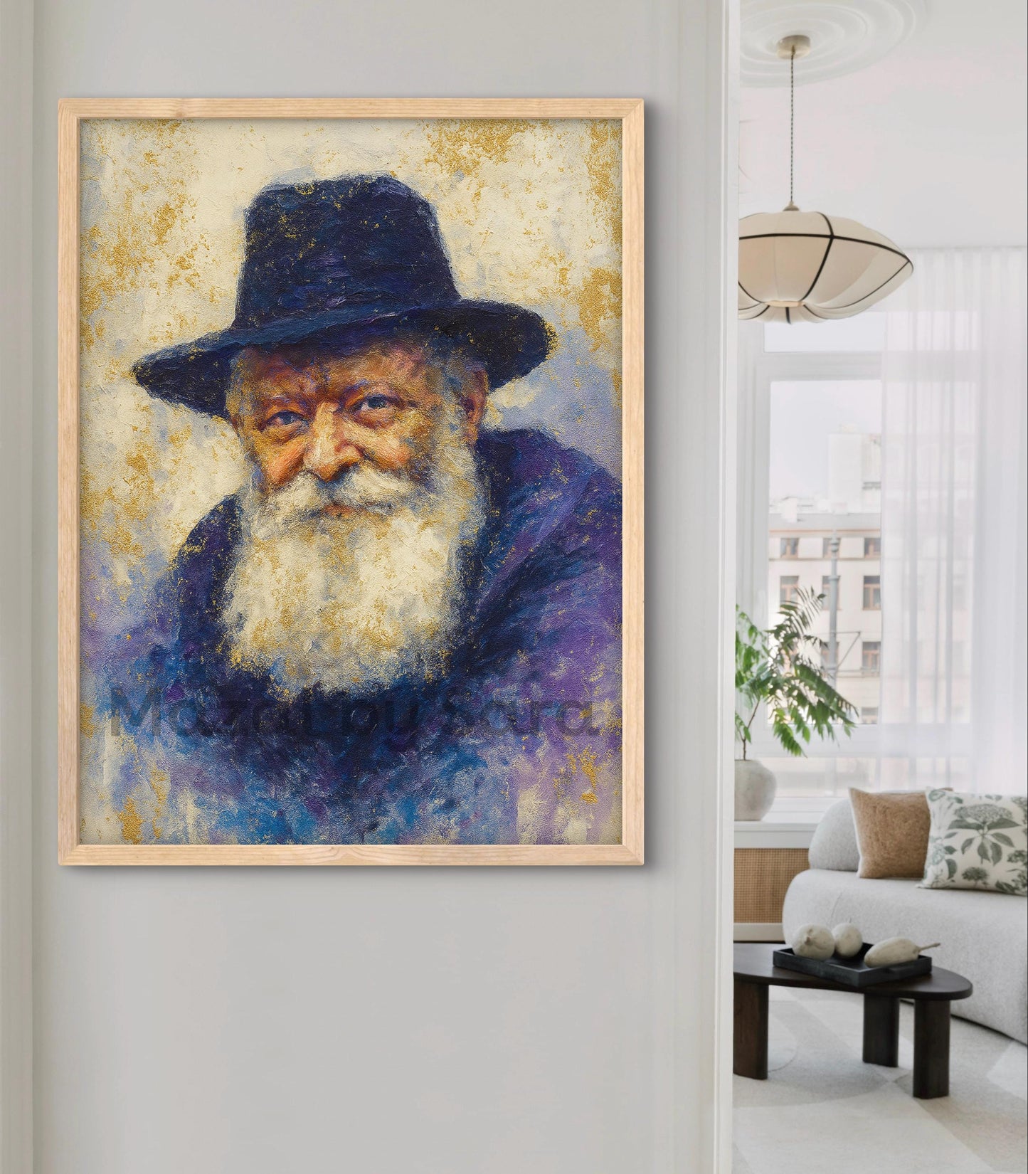 Lubavitcher Rebbe Painting – Jewish Wall Art | Chabad Rebbe Portrait | Hasidic Judaica Print