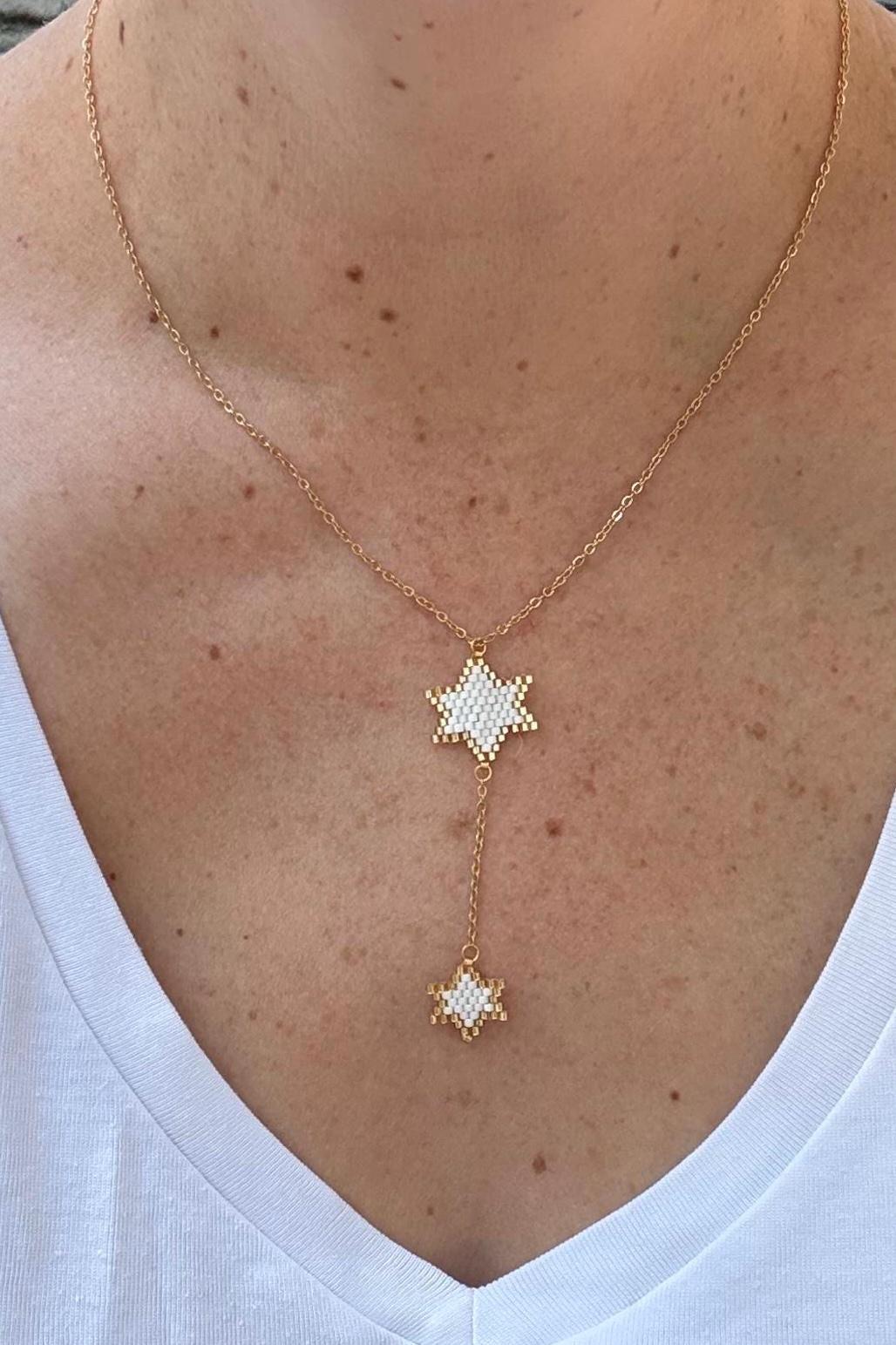 Double Star of David Necklace – Handmade Jewish Beaded Jewelry