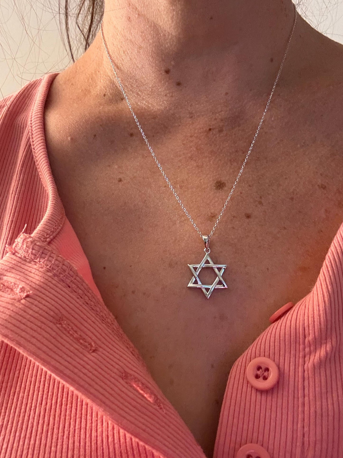 14K Gold Plated Sterling Silver Star of David Necklace: Unisex Judaica