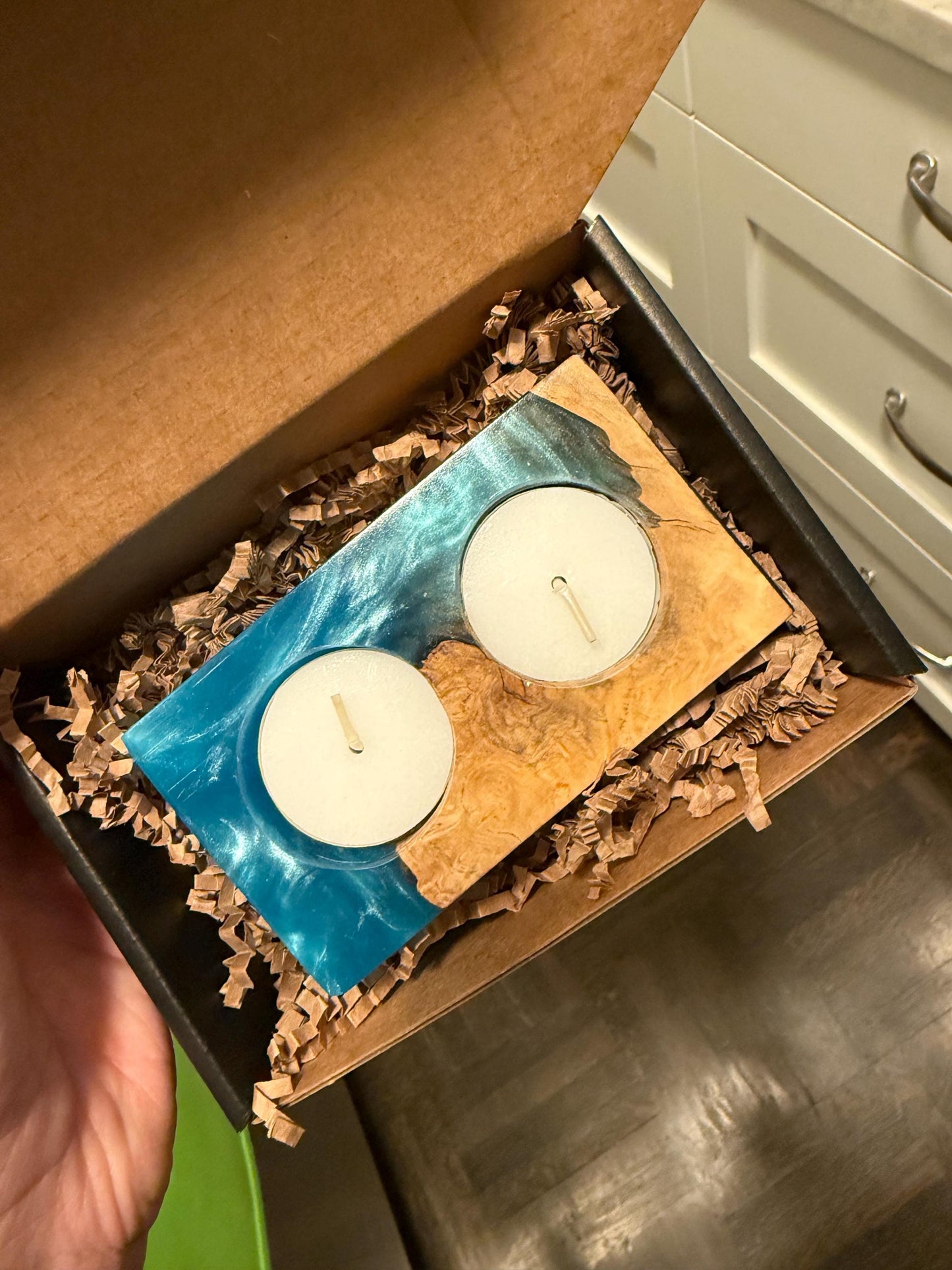 Handmade Olive Wood Shabbat Candle Holder (Holds 2 Tealights)