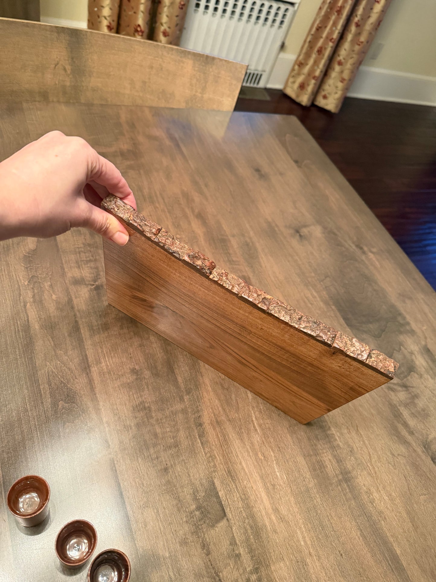 Shabbat Shalom Wooden Kiddush Cup Set | Live Edge Shabbat Wine Cups | Jewish Table Décor