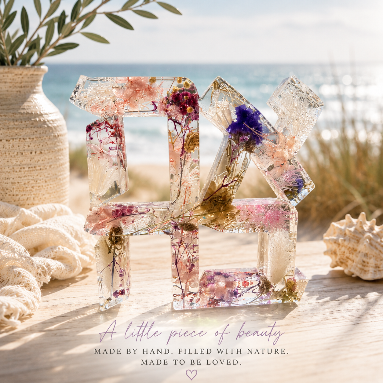 Ahava" Floral Resin Sculpture – One of a Kind