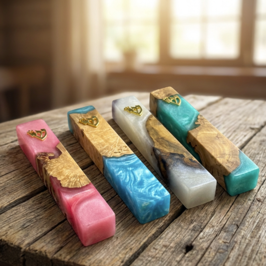 Handmade Olive Wood & Resin Mezuzah Case