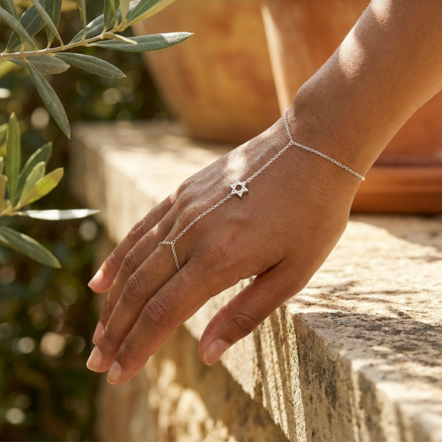 Star of David  Ring Chain Bracelet