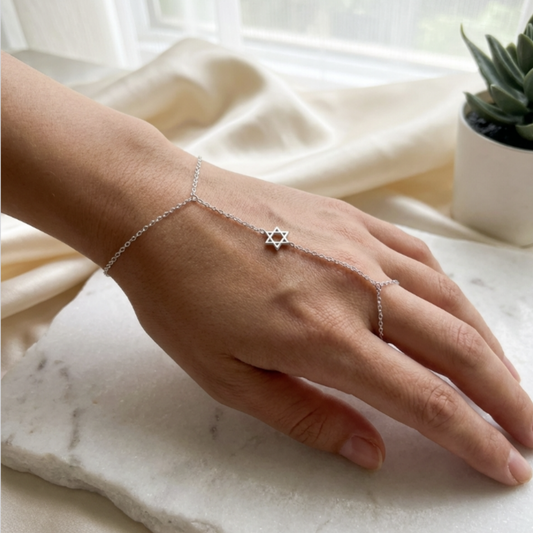 Star of David  Ring Chain Bracelet