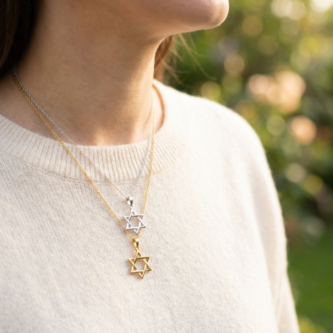 14K Gold Plated Sterling Silver Star of David Necklace